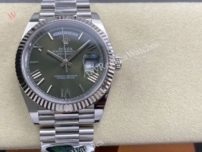 AR Factory Rolex Daydate 40*12.2mm 3255 Movement Dark Grey Face Romans Markers SS Band Watch